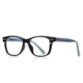 Racing Stripe Rectangle Blue Light Blocking Glasses in Black with Silver Stripe