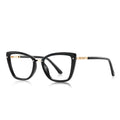 Gold Arch Bridge Cat Eye Blue Light Blocking Glasses in Glossy Solid Black