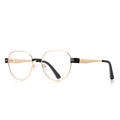 Dual Rivet Metal Geometric Blue Light Blocking Glasses in Gold & Black