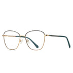 Two-Tone Brow Butterfly Spring Hinge Blue Light Blocking Glasses in Forest Green with Gold Frame