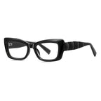 Quilted Temple Cat Eye Blue Light Blocking Glasses in Glossy Black