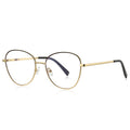Gradient Rim Metal Round Blue Light Blocking Glasses in Gold Metal with Black to Gold Gradient Rim