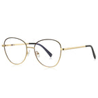 Gradient Rim Metal Round Blue Light Blocking Glasses in Gold Metal with Black to Gold Gradient Rim