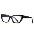 Angular Beveled Cat Eye Blue Light Blocking Glasses in Glossy Solid Black