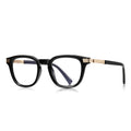 LENSVA Stepped Accent Keyhole Square Blue Light Glasses in Classic Black