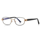 Vintage Metal Rectangle Blue Light Blocking Glasses in Black &amp; Gold