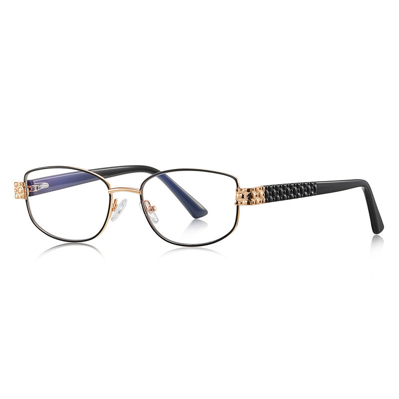 Vintage Metal Rectangle Blue Light Blocking Glasses in Black &amp; Gold