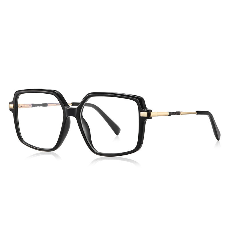 Knotted Temple Square Blue Light Blocking Glasses in Glossy Solid Black