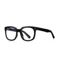 Dual Rivet Keyhole Square Blue Light Blocking Glasses in Glossy Solid Black