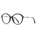 Twisted Temple Round Blue Light Blocking Glasses in Glossy Black & Gold