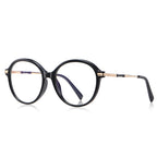 Twisted Temple Round Blue Light Blocking Glasses in Glossy Black & Gold