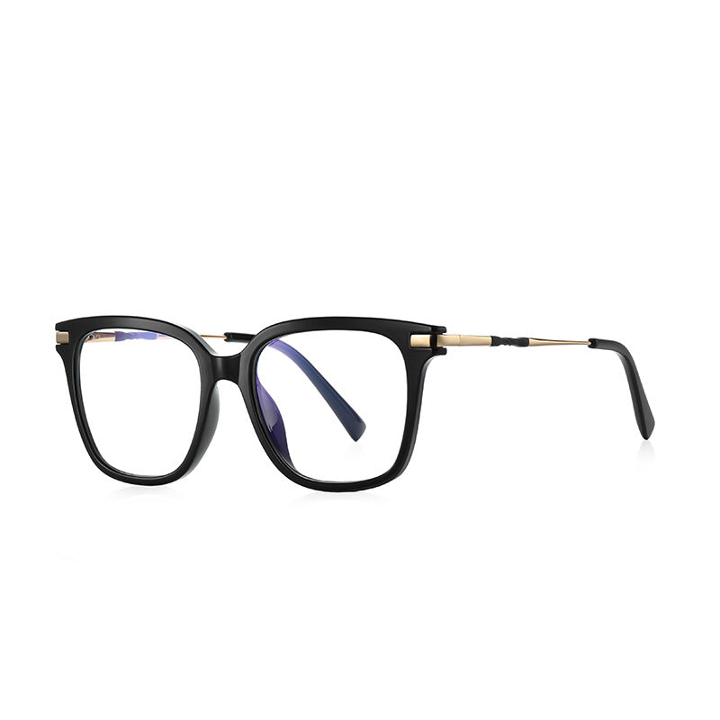 Twisted Temple Square Blue Light Blocking Glasses in Glossy Black