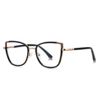Chic Metal Cat Eye Blue Light Blocking Glasses in Glossy Black &amp; Rose Gold
