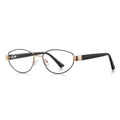 Woven Temple Oval Blue Light Blocking Glasses in Black & Gold