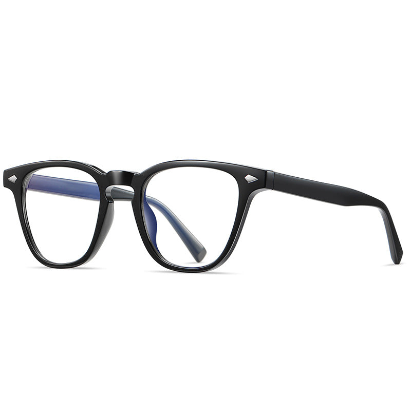 Classic Keyhole Round Blue Light Blocking Glasses in Glossy Solid Black