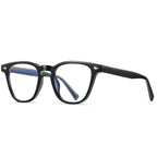 Classic Keyhole Round Blue Light Blocking Glasses in Glossy Solid Black