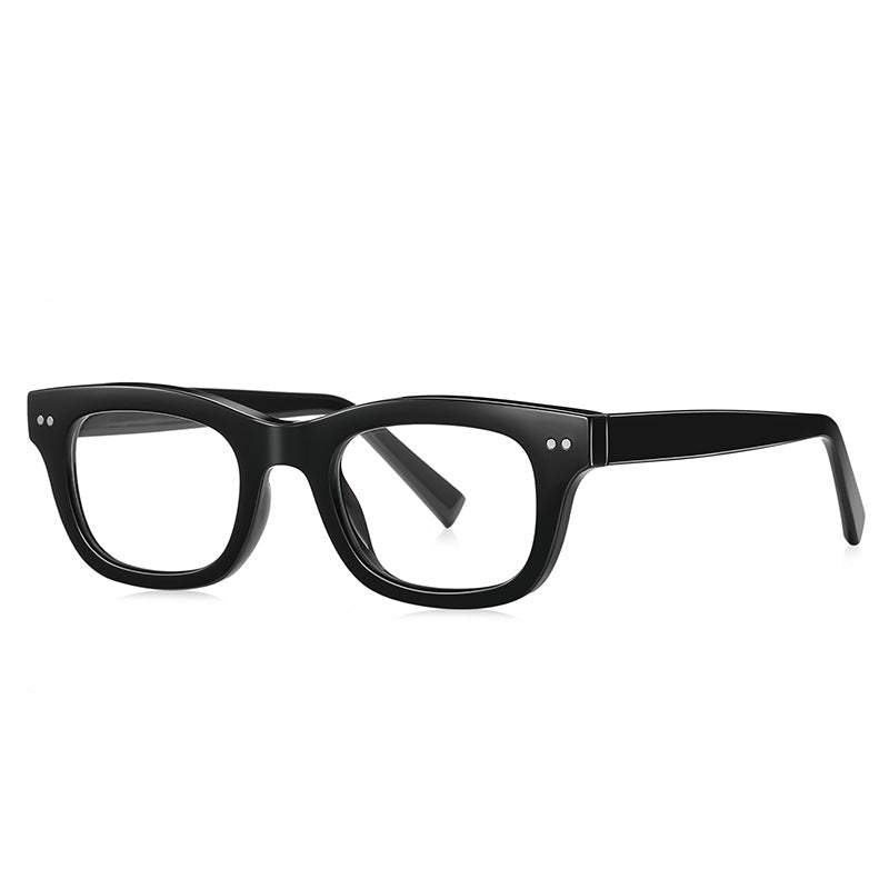 Vintage Keyhole Square Blue Light Blocking Glasses in Glossy Black