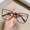 Lightning Cat Eye Blue Light Blocking Glasses in Glossy Black with Gold Lightning Temples