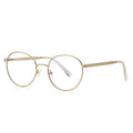 Chain-Link Temple Round Blue Light Blocking Glasses in Polished Gold