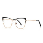Wing Tip Metal Cat Eye Blue Light Blocking Glasses in Gold & Black