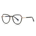 Knotted Temple Geometric Round Blue Light Blocking Glasses in Glossy Solid Black & Gold