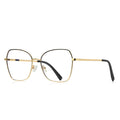 Enamel Browline Metal Butterfly Spring Hinge Blue Light Blocking Glasses in Polished Gold with Black Enamel