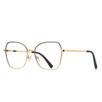 Enamel Browline Metal Butterfly Spring Hinge Blue Light Blocking Glasses in Polished Gold with Black Enamel