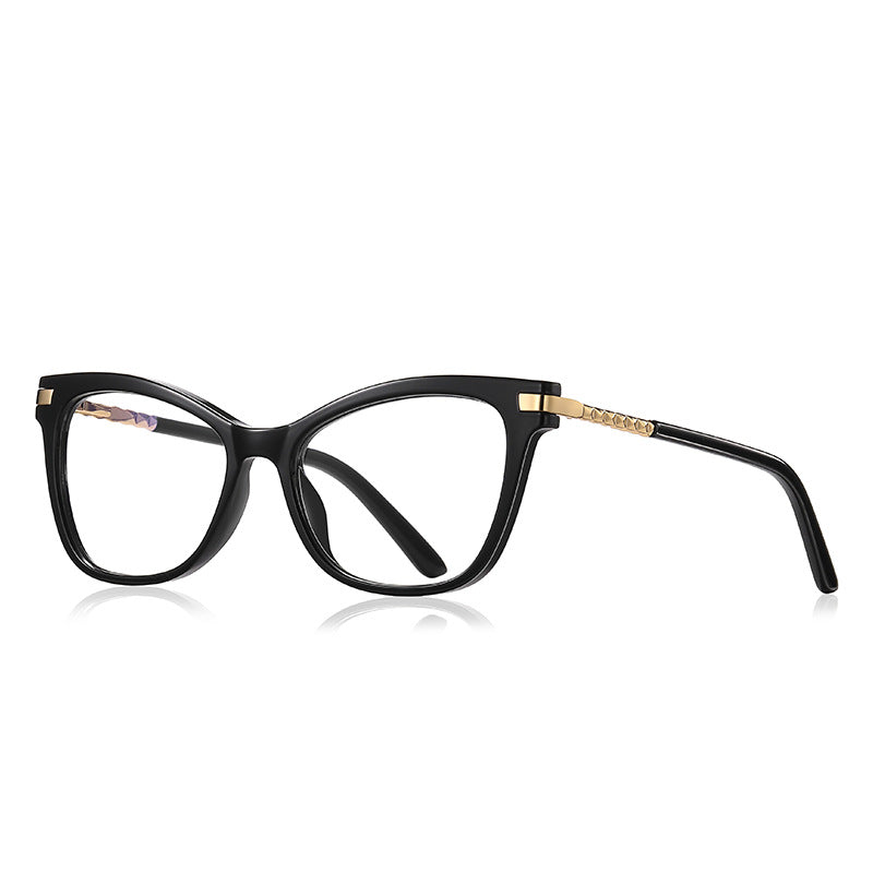 Twisted Rope Cat Eye Blue Light Blocking Glasses in Glossy Solid Black