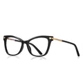 Twisted Rope Cat Eye Blue Light Blocking Glasses in Glossy Solid Black