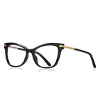 Twisted Rope Cat Eye Blue Light Blocking Glasses in Glossy Solid Black