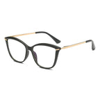 Browline Cat Eye Blue Light Blocking Glasses in Glossy Black &amp; Gold