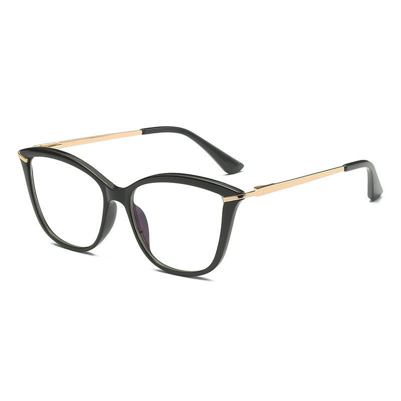 Browline Cat Eye Blue Light Blocking Glasses in Glossy Black &amp; Gold