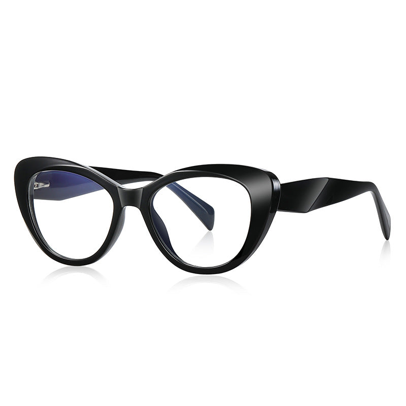 Sculpted Wing Cat Eye Blue Light Blocking Glasses in Glossy Black