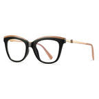 Two-Tone Brow Butterfly Blue Light Blocking Glasses in Black & Caramel Brow