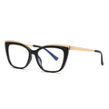 Gold Trim Cat Eye Blue Light Blocking Glasses in Glossy Black & Gold