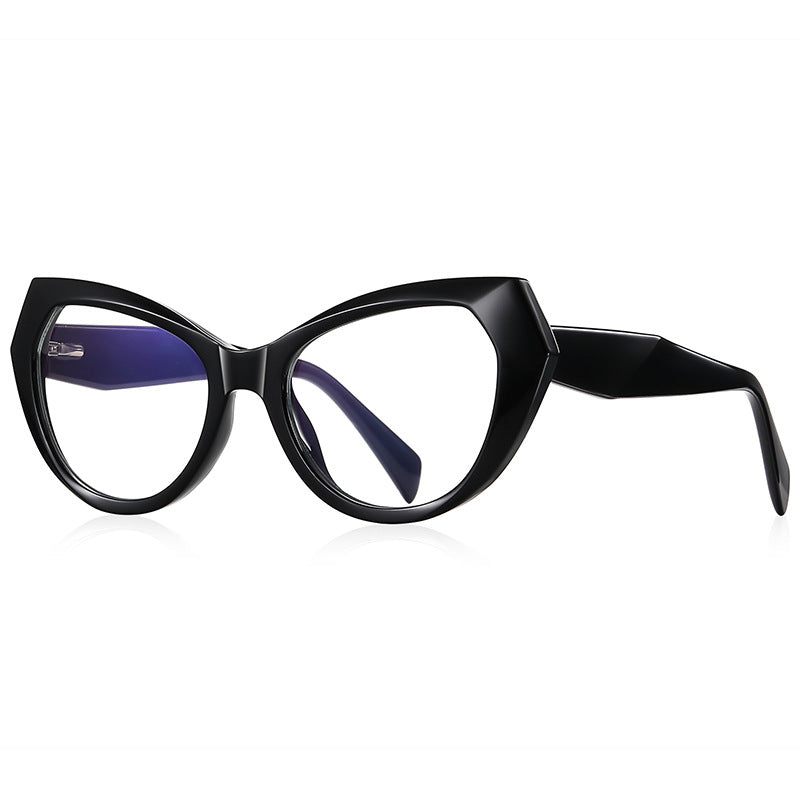 Faceted Wing Butterfly Blue Light Blocking Glasses in Glossy Solid Black