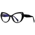 Faceted Wing Butterfly Blue Light Blocking Glasses in Glossy Solid Black