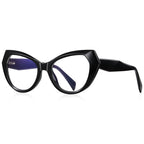 Faceted Wing Butterfly Blue Light Blocking Glasses in Glossy Solid Black