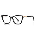 Gold Band Cat Eye Blue Light Blocking Glasses in Glossy Solid Black