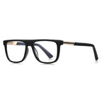 Knurled Band Flat Top Spring Hinge Blue Light Blocking Glasses in Glossy Solid Black
