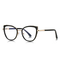 Textured Wingtip Cat Eye Blue Light Blocking Glasses in Black & Gold