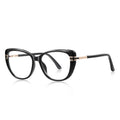 Two-Tone Cat Eye Blue Light Blocking Glasses in Glossy Black
