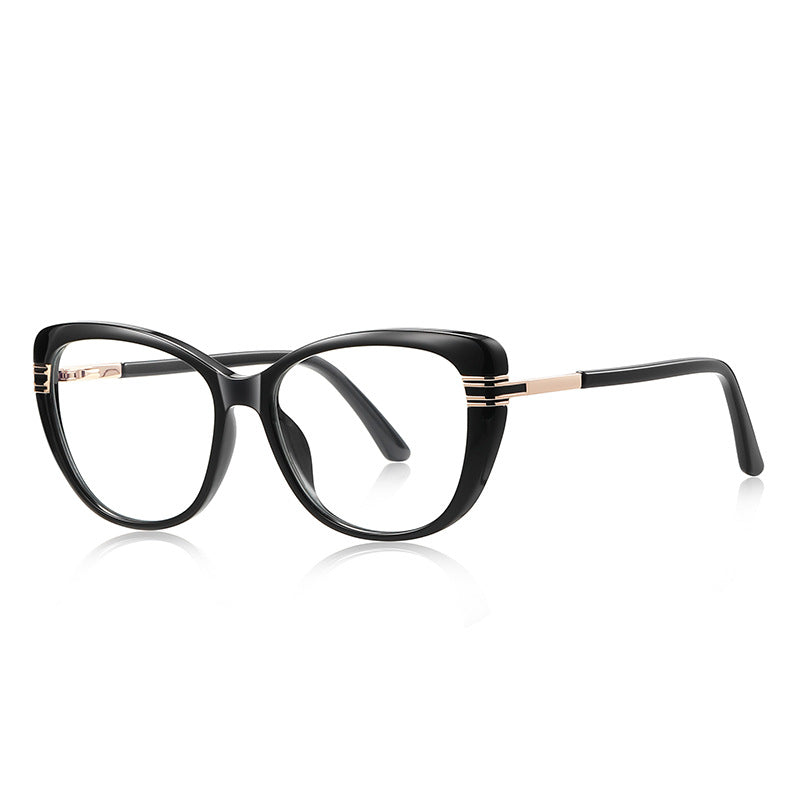 Two-Tone Cat Eye Blue Light Blocking Glasses in Glossy Black