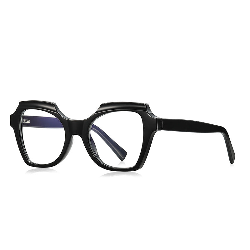 Stepped Brow Butterfly Blue Light Blocking Glasses in Glossy Solid Black