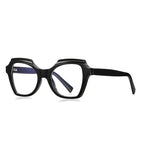 Stepped Brow Butterfly Blue Light Blocking Glasses in Glossy Solid Black