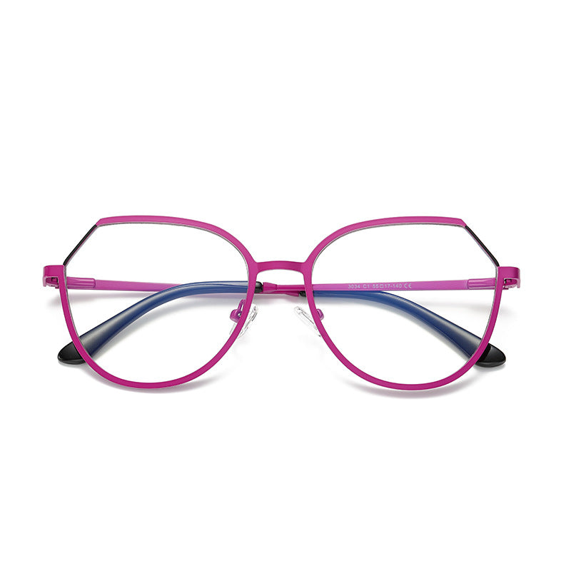 Polygon Wire Round Blue Light Blocking Glasses in Electric Magenta Pink