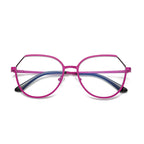 Polygon Wire Round Blue Light Blocking Glasses in Electric Magenta Pink