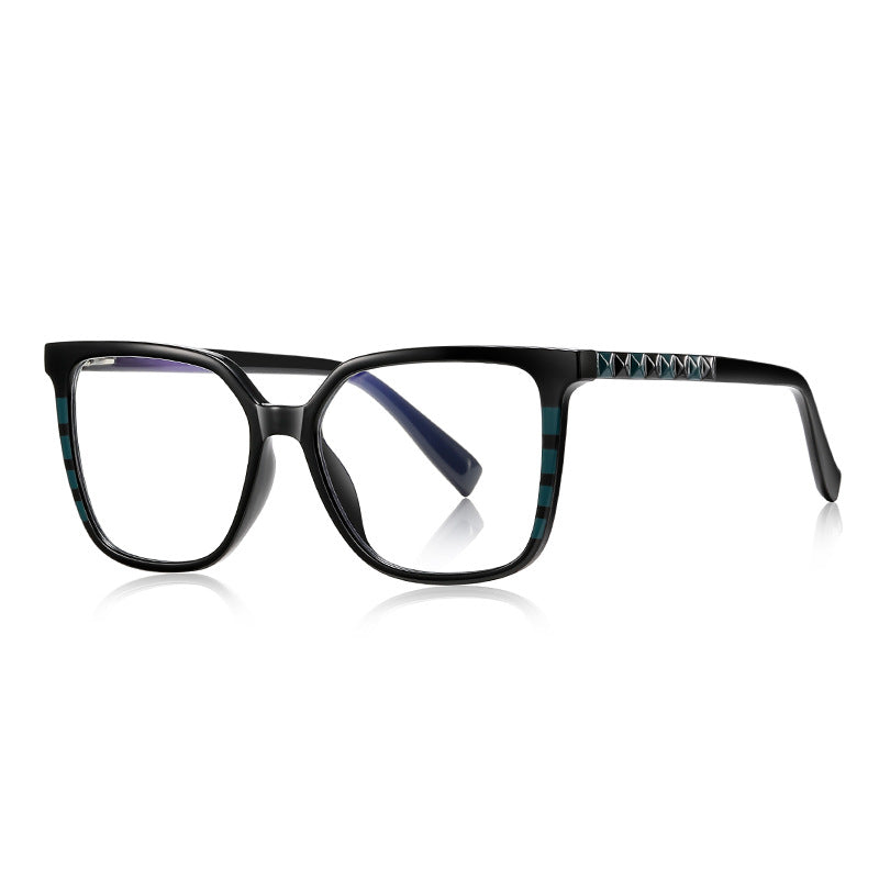 Pyramid Stud Square Blue Light Blocking Glasses in Glossy Black