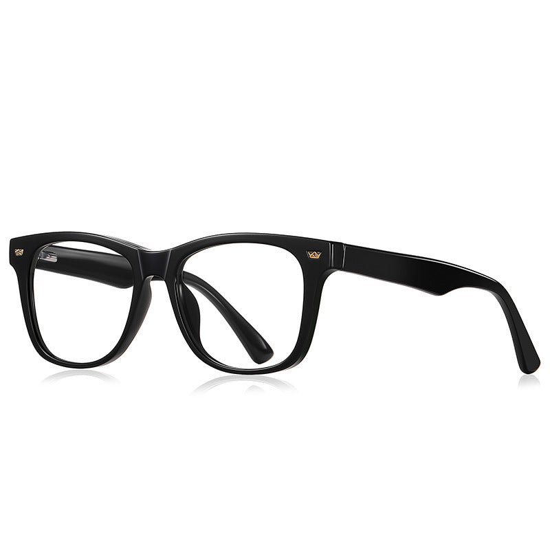 Crown Rivet Square Blue Light Blocking Glasses in Glossy Black