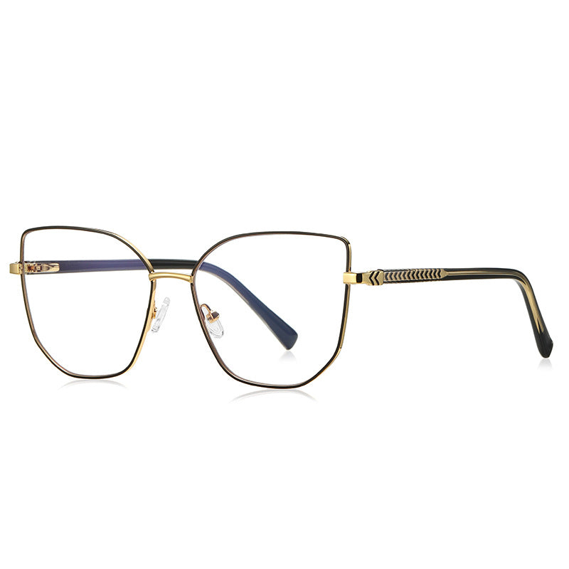 Braided Temple Butterfly Blue Light Blocking Glasses in Gold with Black Enamel Rim